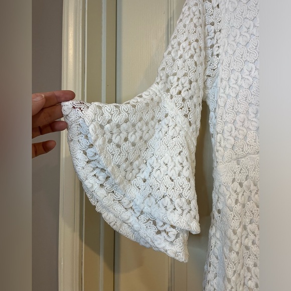 Rabbit Rabbit Rabbit White Bell Sleeve Crochet Midi Dress NWT - Picture 4 of 6